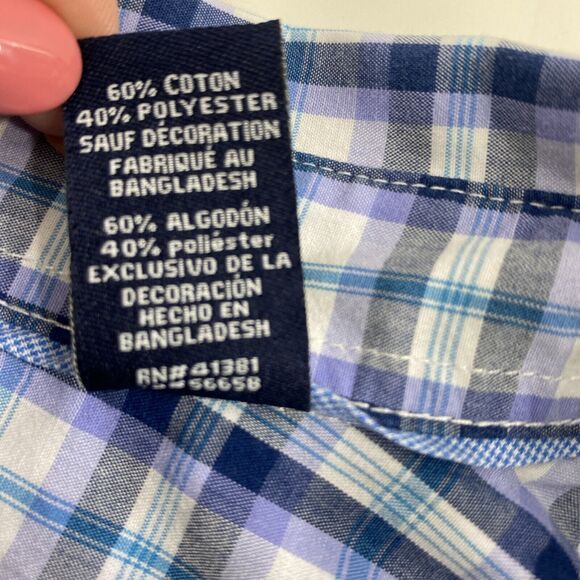 Chaps Easy Care Shirt Mens Large Blue Plaid‎ Short Sleeve Button Down Casual - Picture 5 of 10